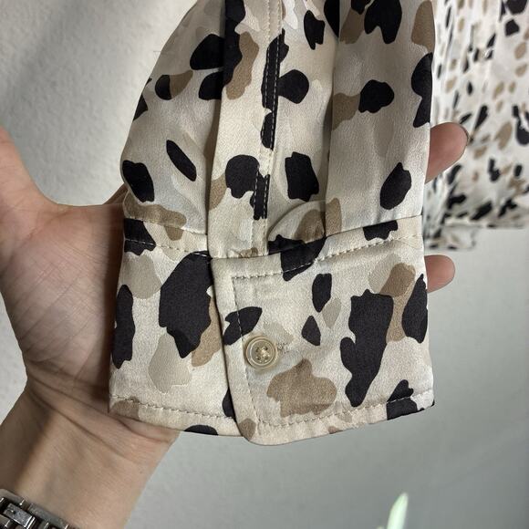 Rails Rebel Abstract Animal Print Silk Button Up Blouse S - Picture 6 of 11
